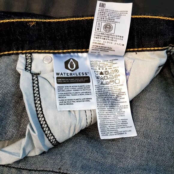 Levis Mens Water<Less Jeans Size W42 L32 Dark Denim Straight Leg - Picture 7 of 8